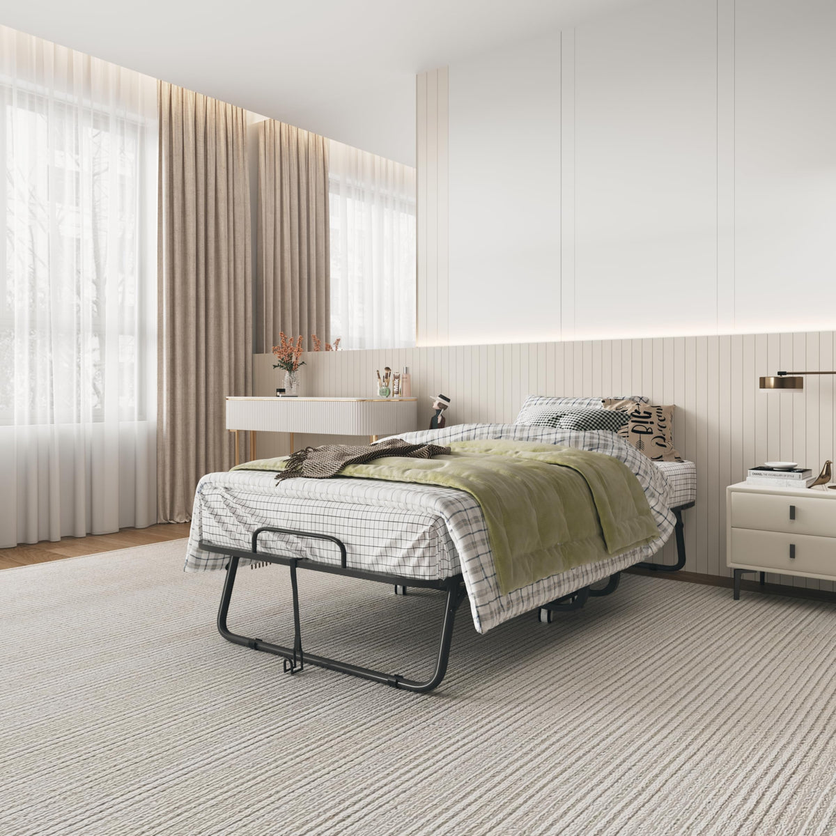 Folding Bed with Mattress 75 x 31 Inch Twin Size E726