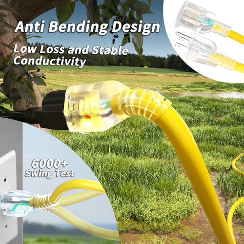 100ft 10 Gauge Waterproof Outdoor Extension Cord Yellow T87643