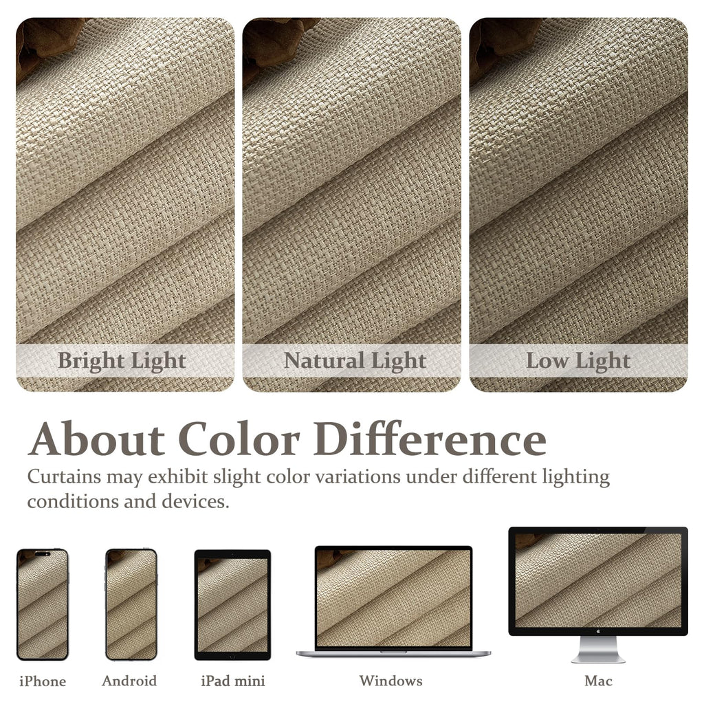 86 Inch Blackout Linen Blend Insulated Curtain 2 Panels Set W5444