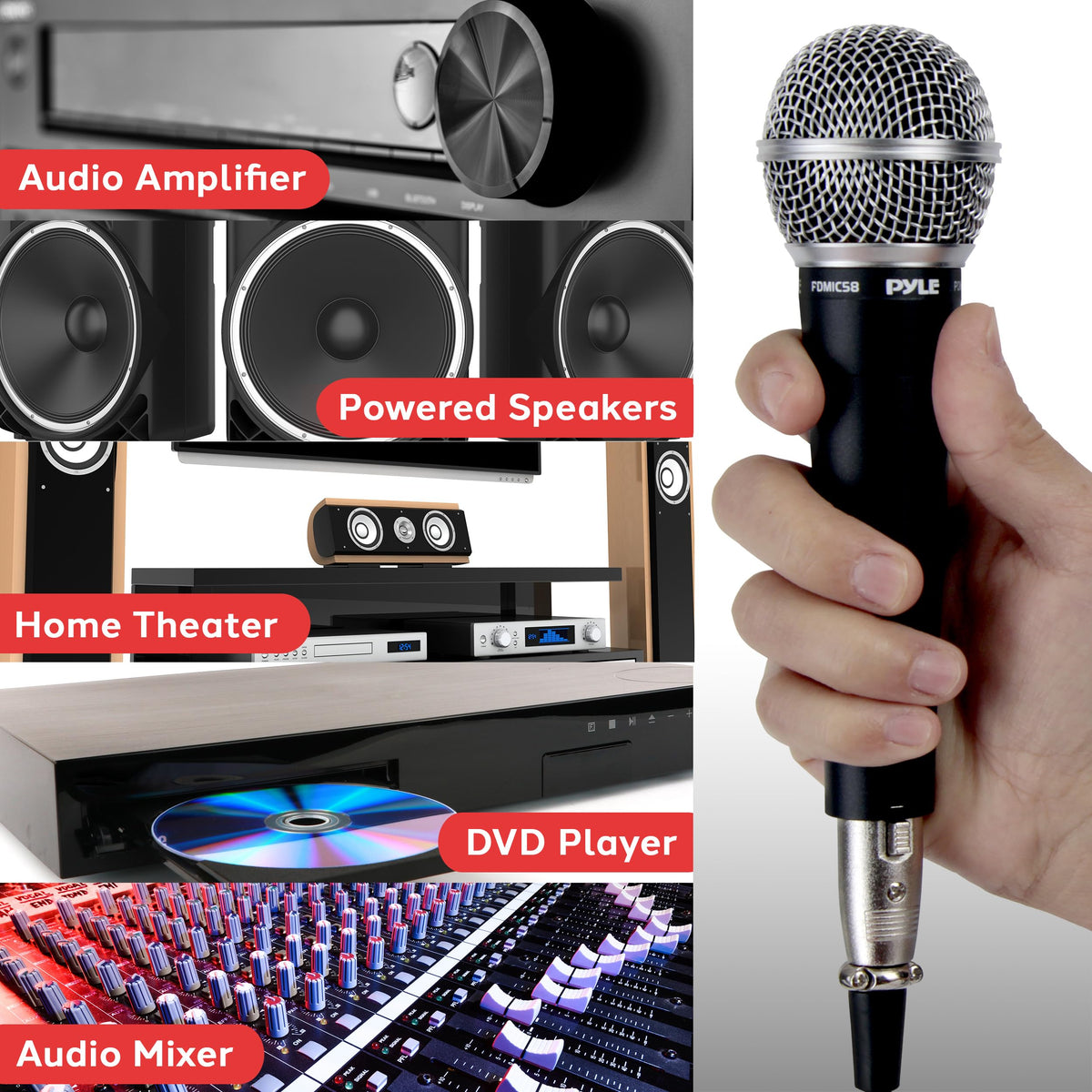 4-Pack Unidirectional Handheld Dynamic Microphone with XLR Cable J455