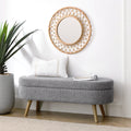 Oval Storage Bench with Rubber Wood Legs, Gray P981