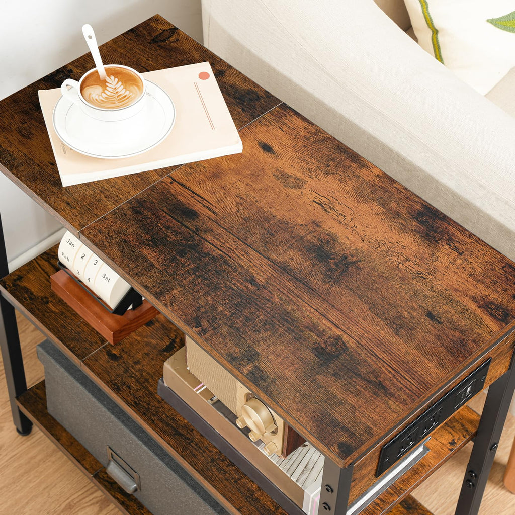 Charging Station End Table with 3 Tier Storage Shelf H478787