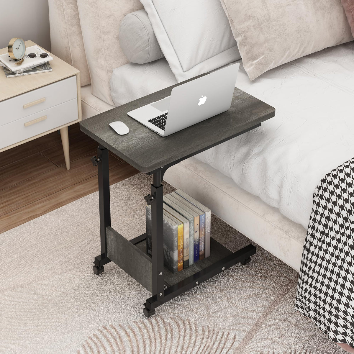 Adjustable Height C Table with Wheels and Storage V946347