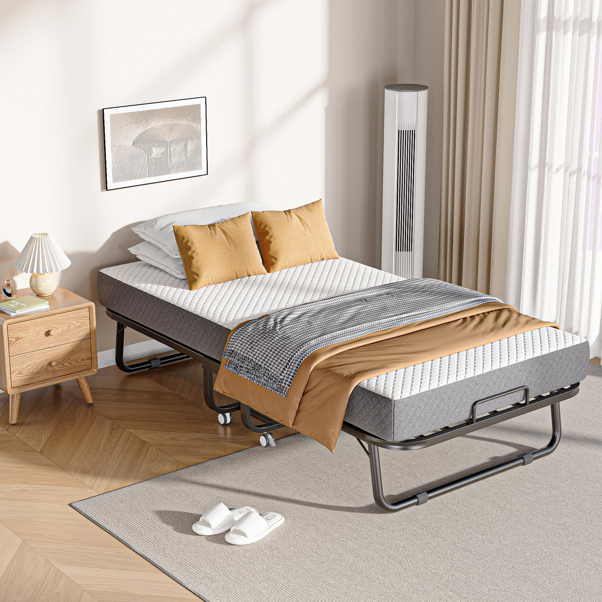 Folding Bed with Movable Wheels 75" x 31" V45108