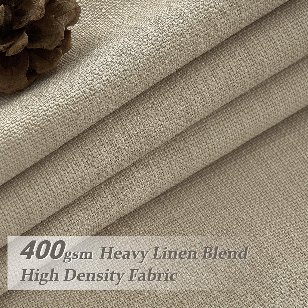 86 Inch Blackout Linen Blend Insulated Curtain 2 Panels Set W5444