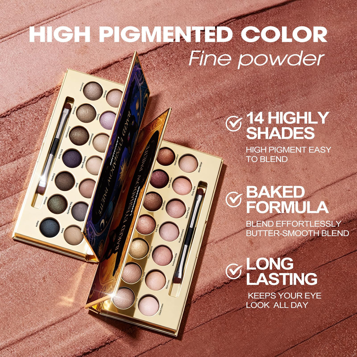Baked Eyeshadow Palette, Matte & Shimmer F826