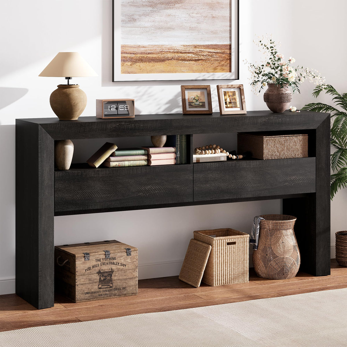 63" Dark Oak Console Table with 2 Drawers P44881
