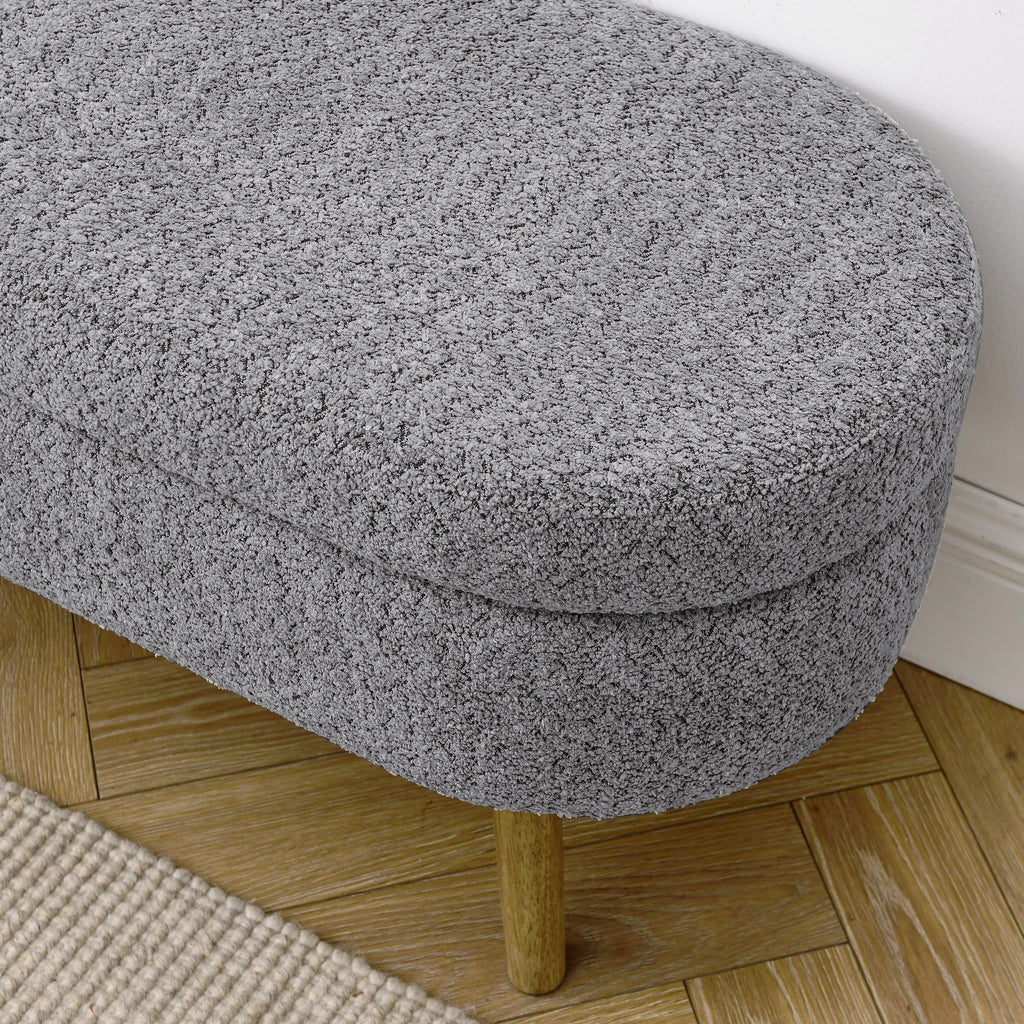 Oval Storage Bench with Rubber Wood Legs, Gray P981