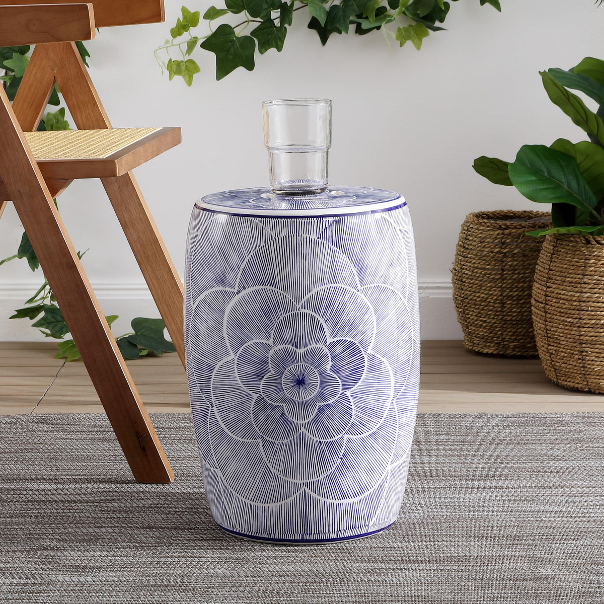 Ceramic Drum Garden Stool Side Table Q60681